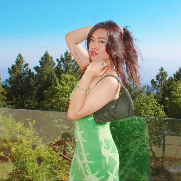 Prada | Bags | Prada Tessuto Nylon Shoulder Bag Dark Green | Poshmark